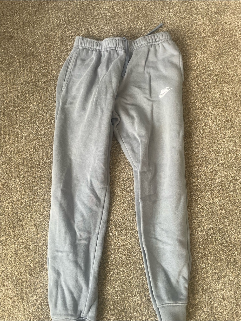 Nike Men’s Light Grey Fleece Joggers with White Logo